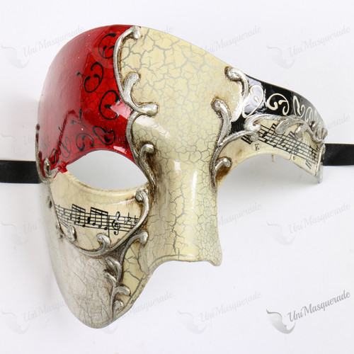 Phantom Venetian Full Face Red Musical Masquerade Mask