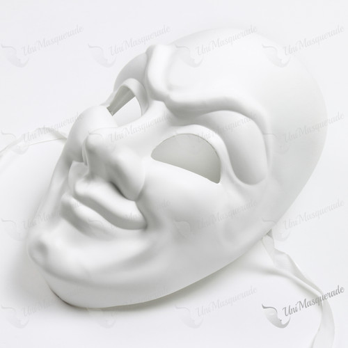 Jester Joker Full Face Masquerade Mask White