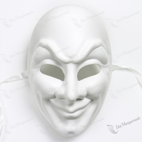 Jester Joker Venetian Masquerade Full Face Mask with Bells - Black White