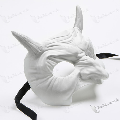 Goblin Devil Short Horn Masquerade Mask White