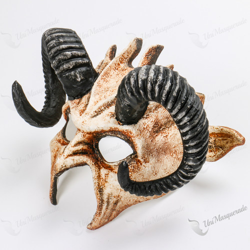 Fire Demon Black Ram Horn Mask Realstic