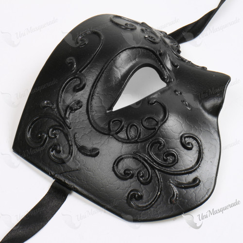 Phantom of Opera Half Face Venetian Masquerade Mask - Black
