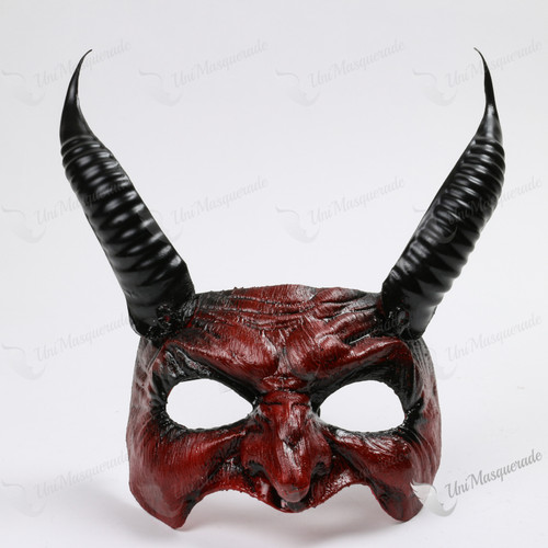 PartyMart. BLACK /RED DEVIL MASK WITH HORN