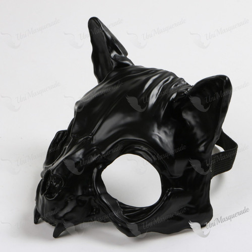 Vampire Cat Skull Masquerade Mask - Black