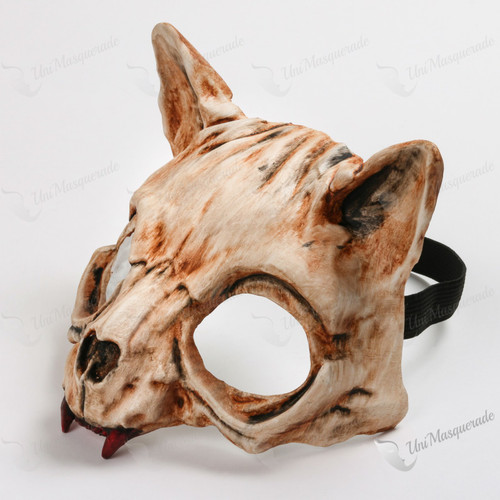 Vampire Cat Skull Masquerade Mask - Bone