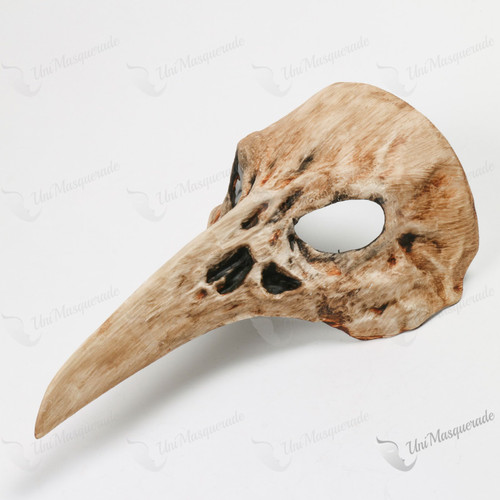 Raven Skull Bird Nose Masquerade Mask - Bone