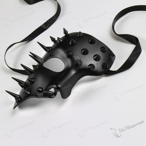 Phantom Venetian Half Face Steampunk Spike Masquerade Black Mask