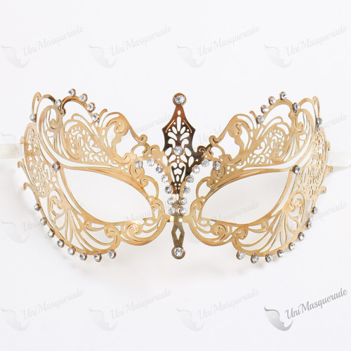 Charming Princess Masquerade Mask With Rhinestone Gold