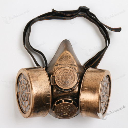 Steampunk Dual Respirator Cosplay Gas Mask Metallic Gold