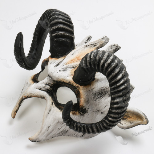 Fire Demon Ram Horn Masquerade White Devil Mask