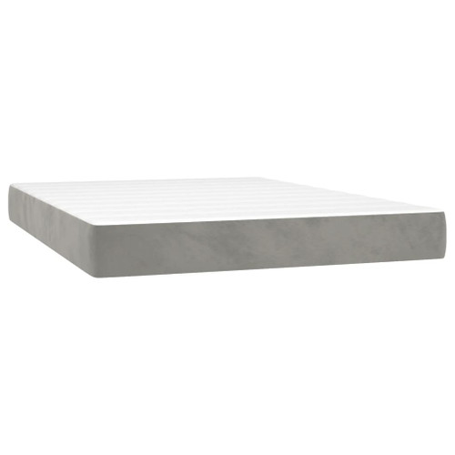 vidaXL Box Spring Bed with Mattress Light Gray Full Velvet