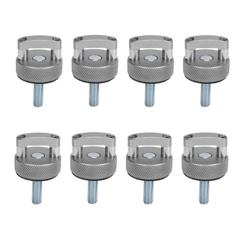 8PCS Hard Top Quick Removal Fastener Thumb Screw Steel Billet Aluminum M8 1.25 Thread Integrated D Ring for Bronco 2dr 4dr Silver