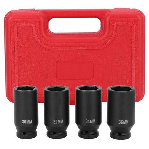 4pcs 6 Point 1/2in DR Front Back Wheel Drive Axle Nut Deep Impact Socket Accessory