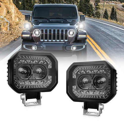 LED Light Bar, 2PCS 120W 18000LM Super Bright Spot Driving Lights Waterproof Fog Lights Square LED Pods for Car Motorcycle SUV ATV Truck