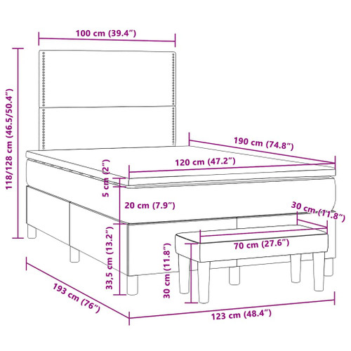 vidaXL Boxspring posteľ s matracom, tmavosivá 120x190 cm, zamat
