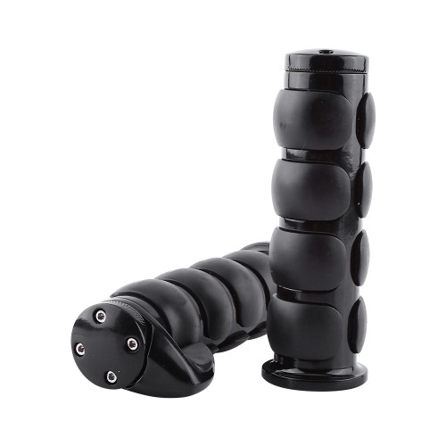 2x Motorcycle Handlebar Hand Grips 1" With Throttle Boss For Cruiser Black