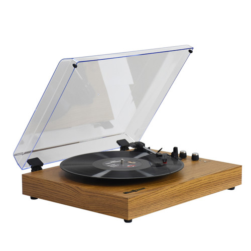 MzeliKing Vinyl Record Player  Turntable Wooden Tabletop Vintage Gramophone Compatible with 7/10/12-inch Vinyl Records 33/45/78 RPM Speeds BT5.3 Speaker RCA Output with Acrylic Dust Cover