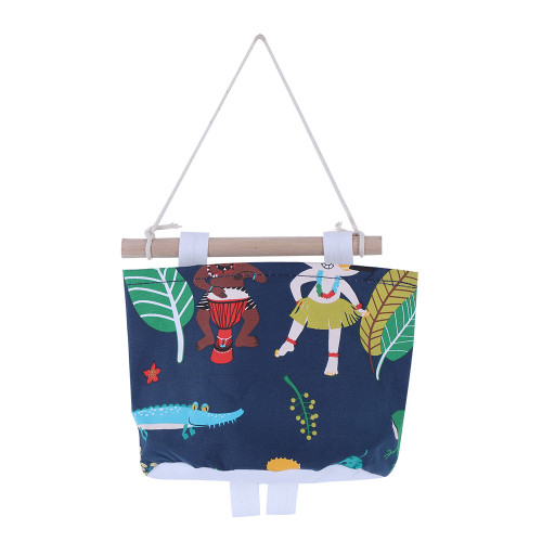 Cartoon Cotton Linen Multi Pockets Wall Door Hanging Bag Storage Closet (Blue Single Pocket)