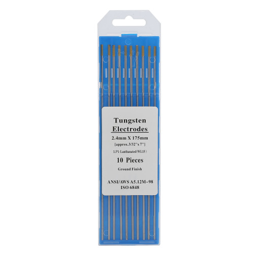 10pcs WL15 Lanthanum Tungsten TIG Electrodes for Steel Metal Alloy Welding (2.4mm*175mm)
