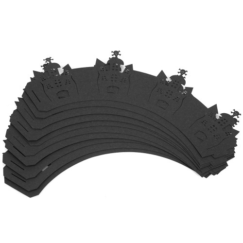 12 pcs Cupcake Wrapper Stole Hollow Case Laser Cut Cake Halloween Decorations Castle