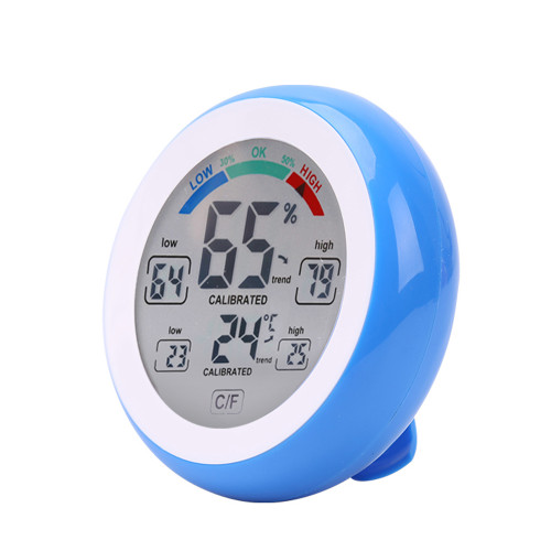 Touch Screen Temperature and Humidity Meter Digital Round Shape Indoor Thermometer and Hygrometer