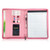 Zippered Padfolio A4 PU Leather Portfolio Organizer with Calculator for Interview Resume Document Planner Agenda Schedule Tablet Sleeve Holder for Men Women Businessman - Pink