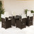 vidaXL 7 Piece Patio Dining Set with Cushions Brown Poly Rattan