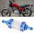 Universal 8mm Aluminum Alloy Gasoline Oil Filter Filtration Cleaner for Motorcycle Car Blue