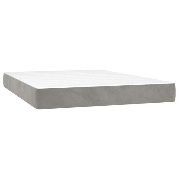 vidaXL Box Spring Bed with Mattress Light Gray Full Velvet