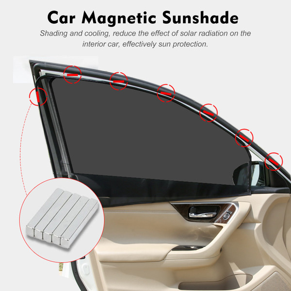 Car Sunshade Universal Magnetic Mesh Curtain Breathable Anti-direct Sun Auto Window Curtain Cover