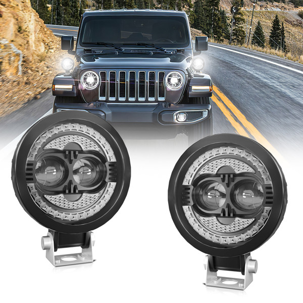 LED Light Bar, 2PCS 120W 18000LM Super Bright Spot Driving Lights Waterproof Fog Lights Round LED Pods for Car Motorcycle SUV ATV Truck