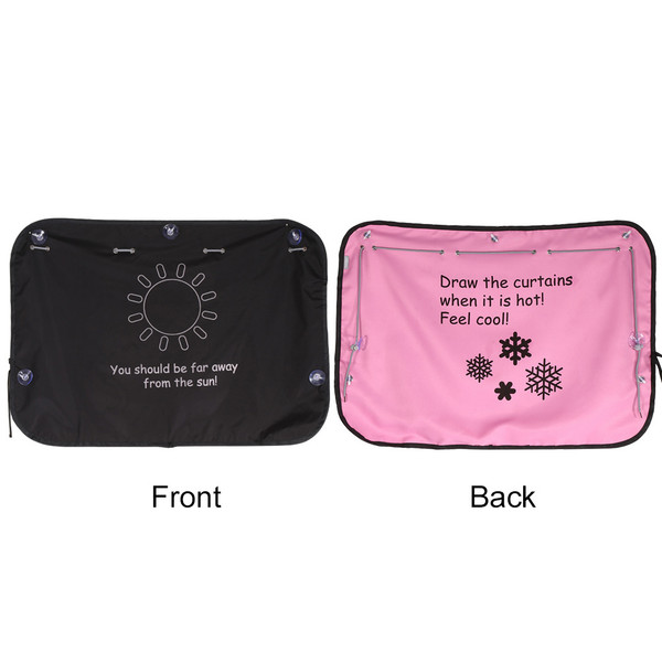 Car Side Window Curtain Sun Protection Shade Auto Solar Sunshade Cover Black & Pink