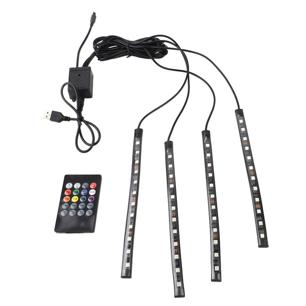 Car LED Light Strip, EECOO 4pcs Car Interior Light LED Music Lighting Kit Underdash Lights