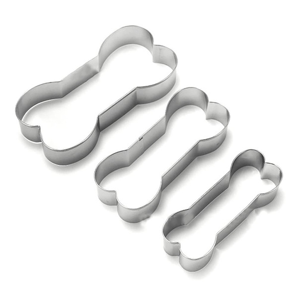 3 Piece Stainless Steel Cutters Dog Bone Biscuit Cutter Set DIY Baking Tools