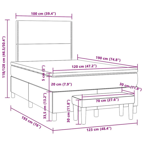 vidaXL Boxspring posteľ s matracom, tmavosivá 120x190 cm, zamat