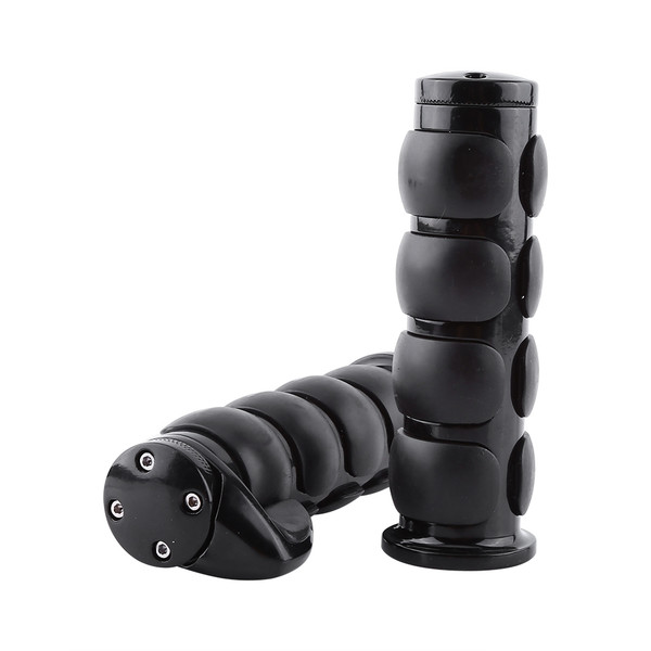 2x Motorcycle Handlebar Hand Grips 1" With Throttle Boss For Cruiser Black