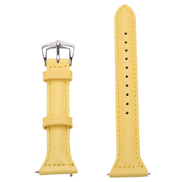 Stainless Steel T-shaped Leather Watch Bands Wrist Strap For Fitbit Versa Replacement Yellow