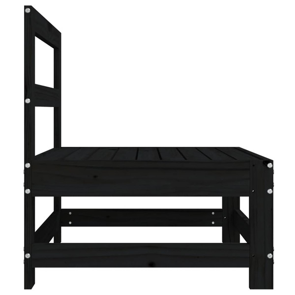 vidaXL Garden Middle Sofas 2 pcs Black Solid Wood Pine