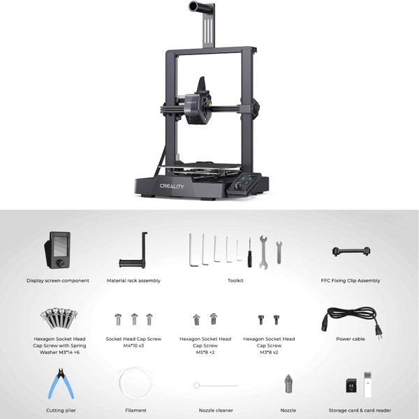 Creality Ender-3 V3 SE 3D Printer with CR Touch Auto Leveling 220*220*250mm Printing Size and Sprite Direct Extruder Stable Dual Z-axis Ensuring High Print Quality with 3.2in Color Knob Screen for 1.75mm Filaments PLA PETG TPU