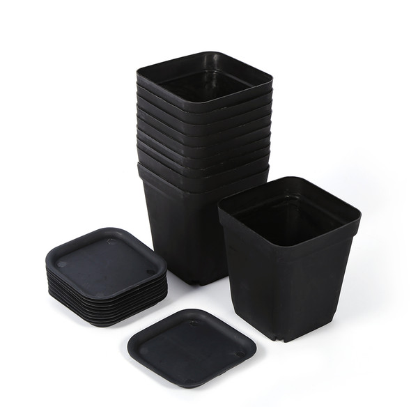 10pcs 7CM Mini Square Plastic Plant Flower Pot Home Office Decor Planter Colorful Black
