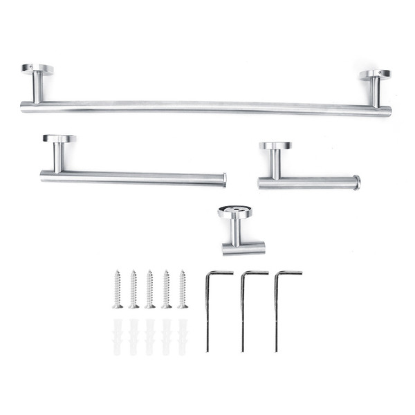 4Pcs/Set Stainless Steel Towel Bar Towel Rack Toilet Paper Holder Clothes Hook for Bathroom