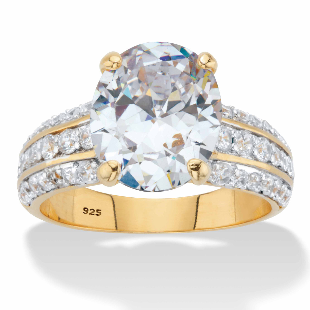 Oval-Cut Cubic Zirconia Multi-Row Engagement Ring TCW in 14k