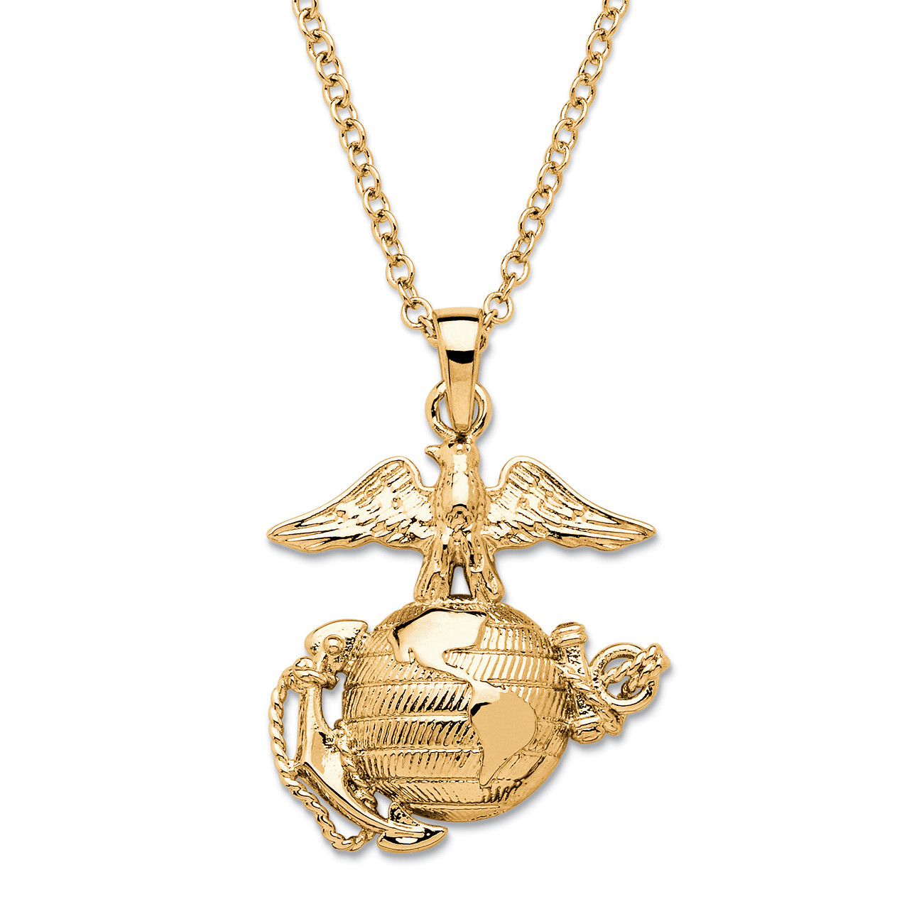 Marine Corps Pendant Necklace Gold-Plated 20