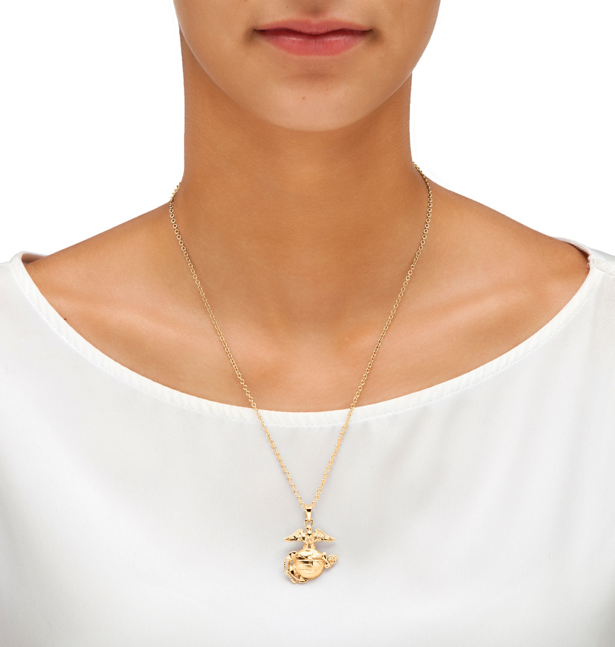 Marine Corps Pendant Necklace Gold-Plated 20