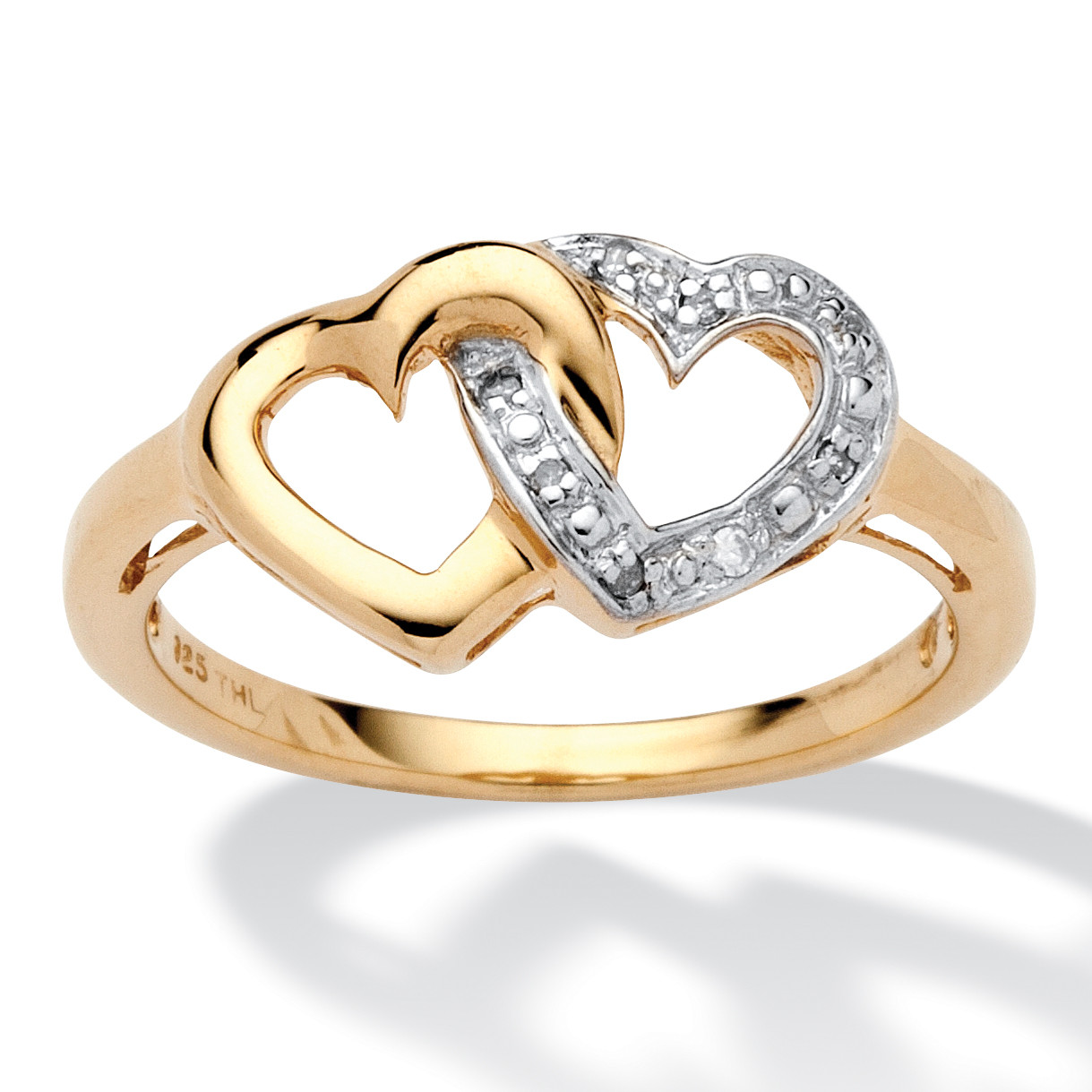 Diamond Accent Interlocking Heart Promise Ring in 18k Gold-plated Sterling  Silver - Main Image