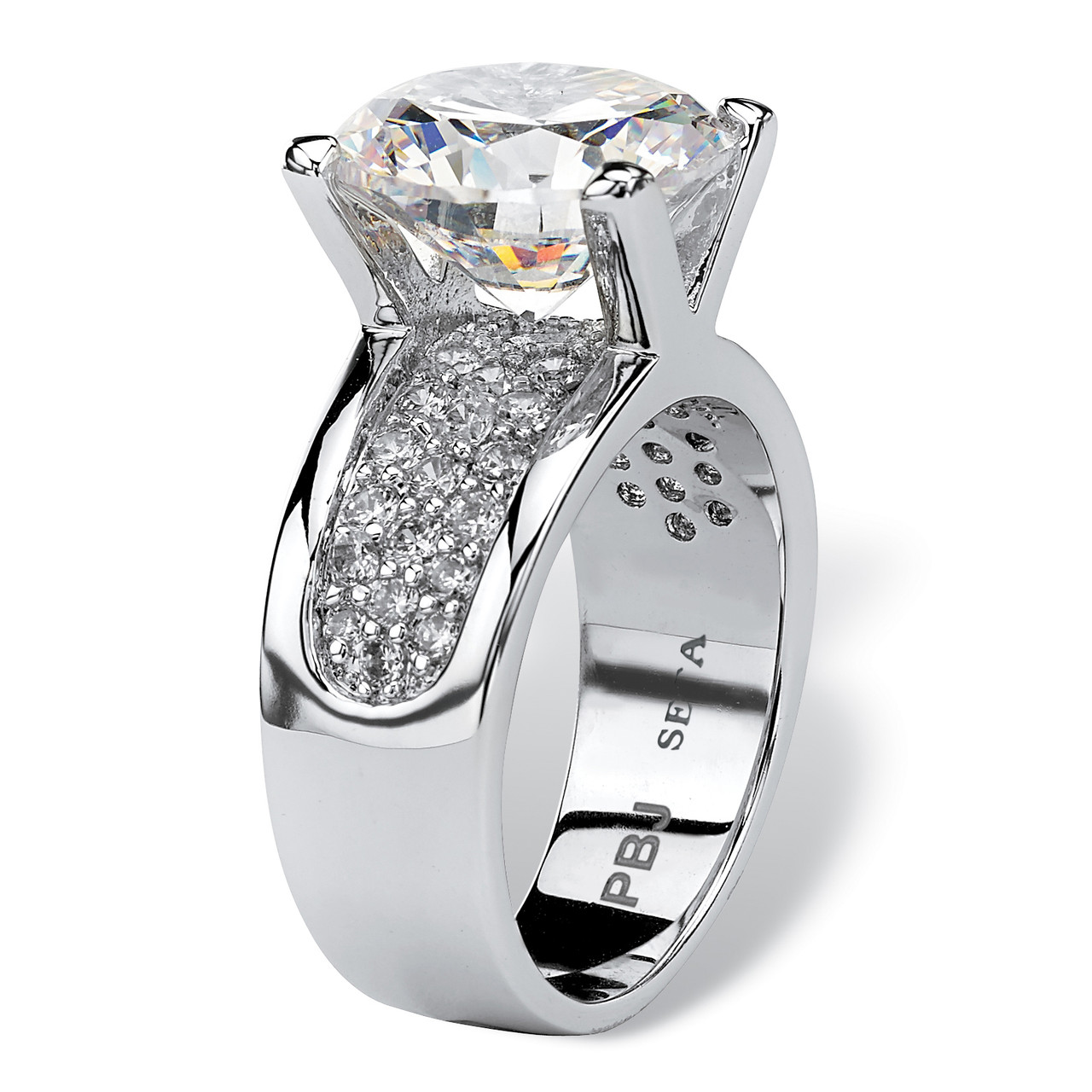 Round Cubic Zirconia Bridge Engagement Ring 6.96 TCW Platinum