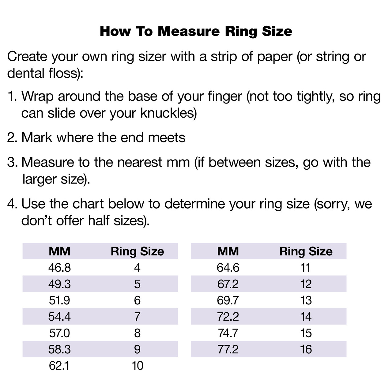 How to Measure Ring Size: Women's Ring Size Guide - Q Evon