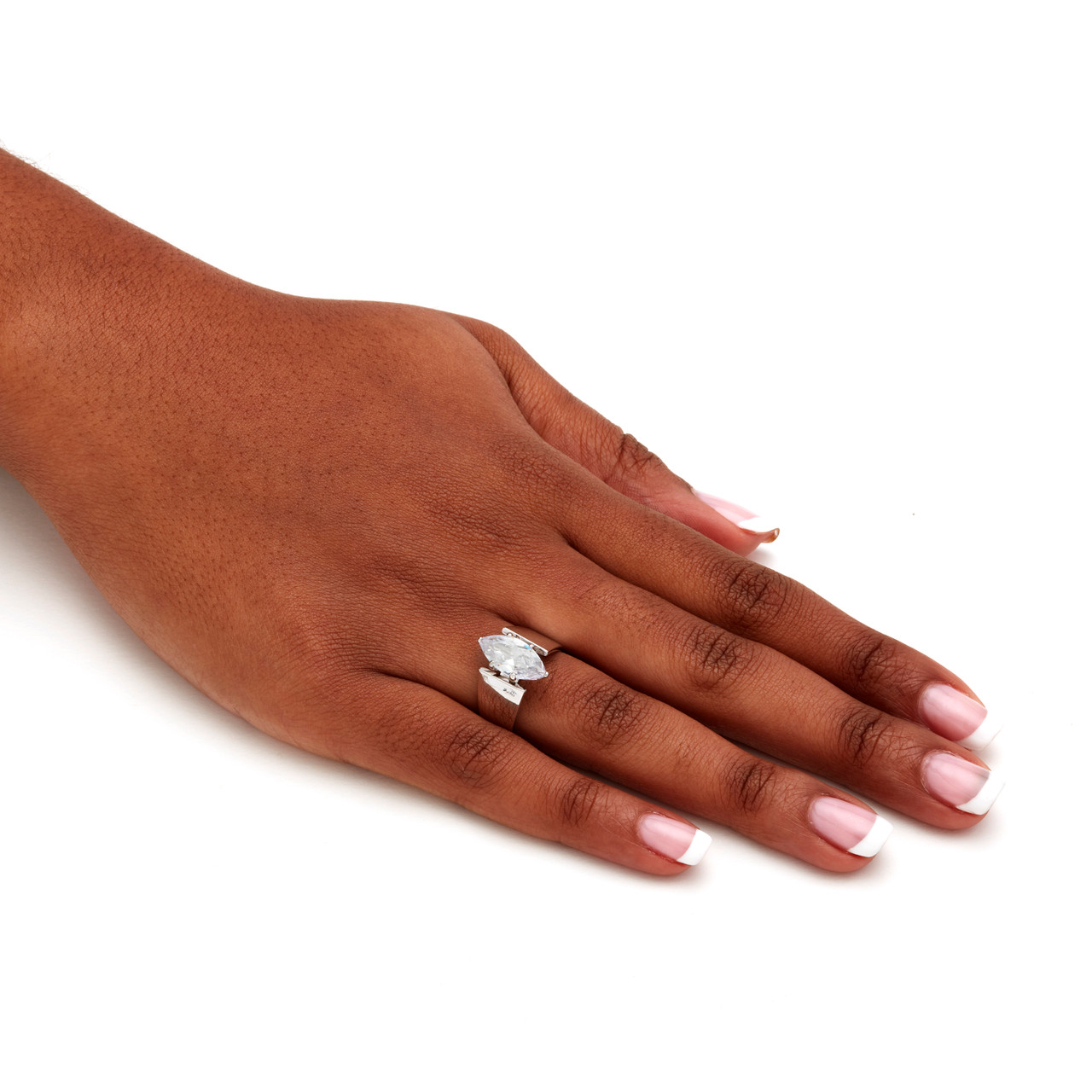 IN VENDITA! Anello Simulante Con Diamante Realizzato A Mano Con Taglio Marquise E Trillion - Disponibile In Oro Bianco O Argento Sterling - Anello Di Fidanzamento Fatto A Mano - Italia - Foto 8