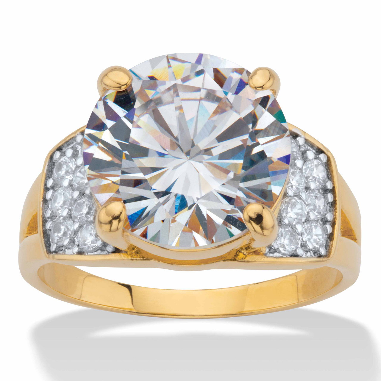 Round Cubic Zirconia Engagement Ring TCW) Gold-Plated