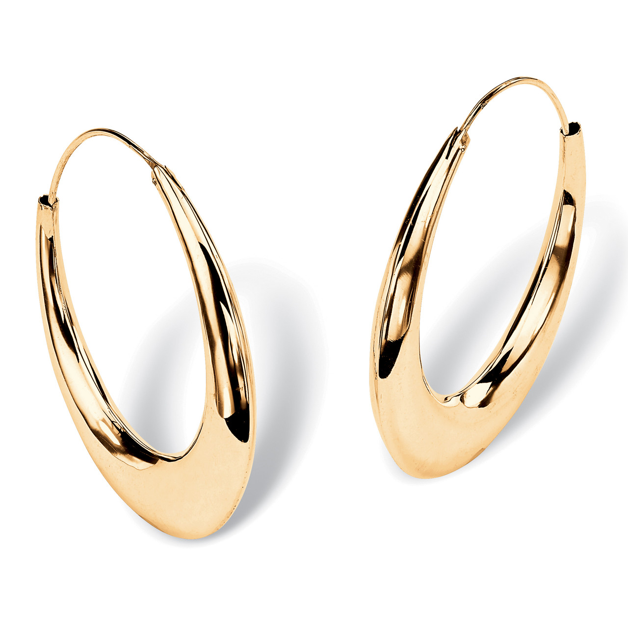Puffed Hoop Earrings in 18k Yellow Gold-plated Sterling Silver 1 7/8\